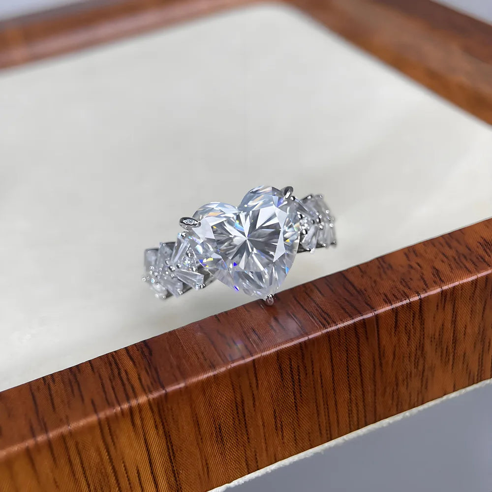 MuShan Designer Jewelry 925 Sterling Silver Ring Moissanite Diamond Casual Ring for Bride 18K Real Gold Plated MST Patent Rings