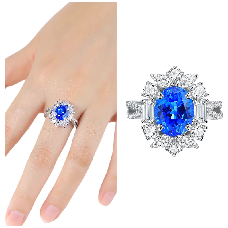 MUSHAN Custom Jewelry 925 Sterling Silver Ring Lab Red Sapphire Radiant Romantic Gift for Women 18K Gold Plated Estate Rings