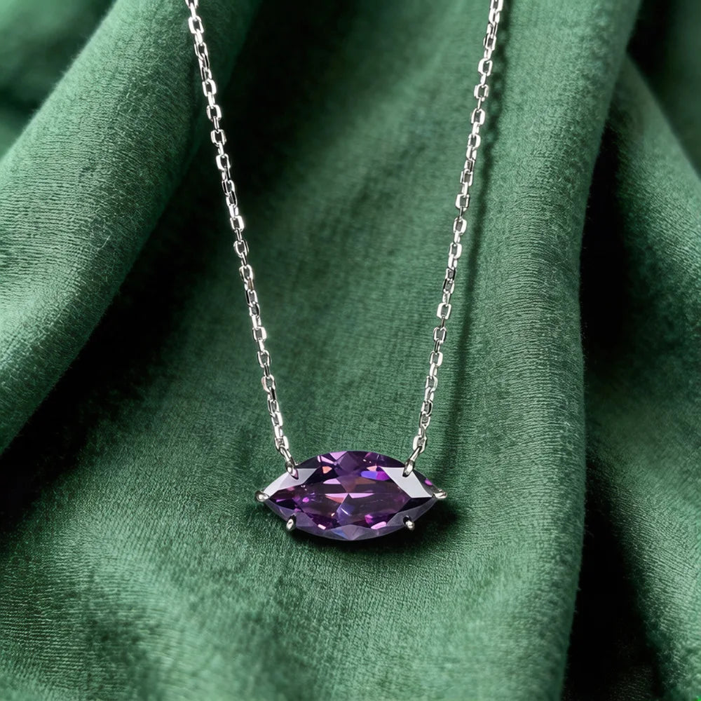 MuShan Jewelry 925 Sterling Silver Necklace Pendant Chain HCD Gemstones Bachelorette Gift Trendy Style Women Necklaces Jewelry