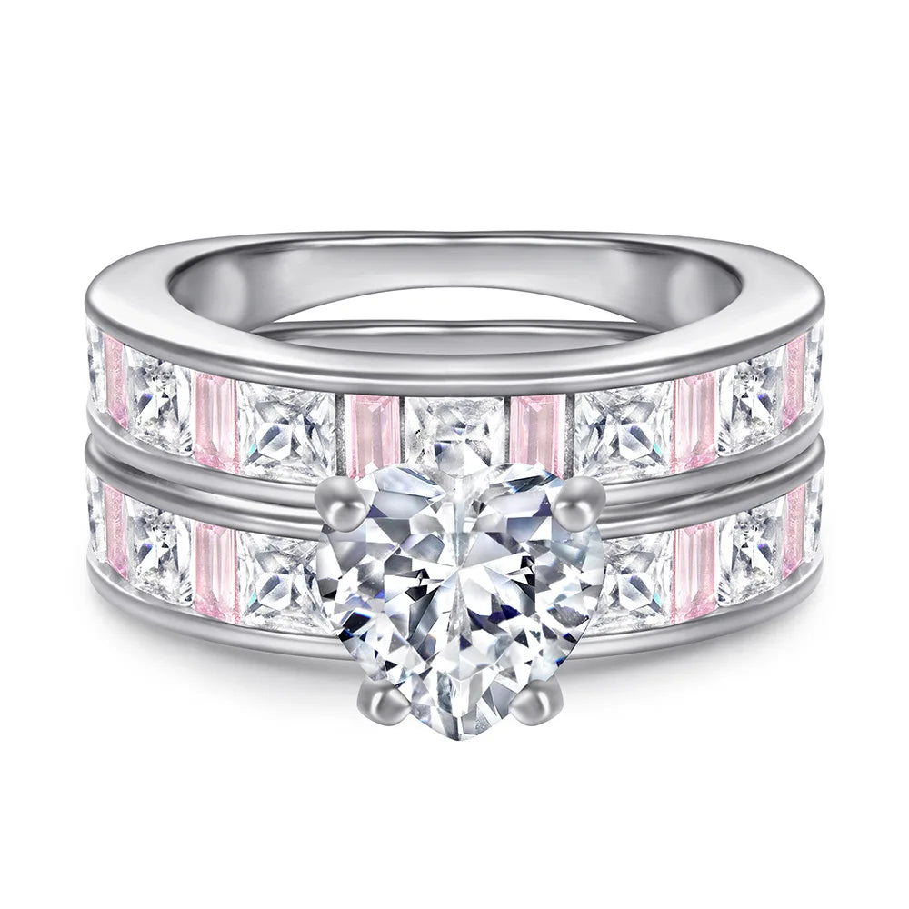 MuShan Jewelry 925 Sterling Silver Rings Bands Engagement Ring 7A Cubic Zirconia Romantic Rings Bands Rings Bands Women Gift