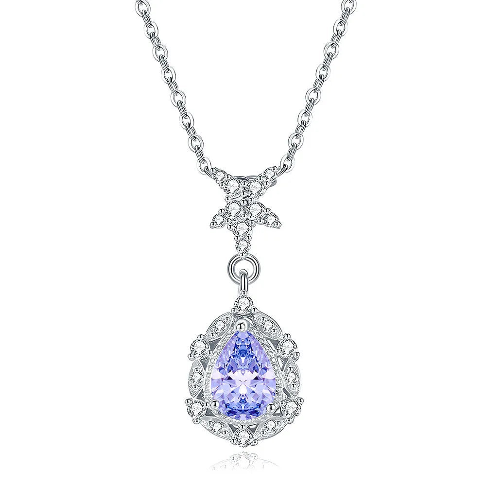 MuShan Jewelry 925 Sterling Silver Necklace Pendant Chain HCD Gemstones Engagement Party Classic Style Women Necklaces Jewelry