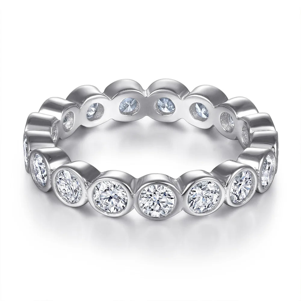 MuShan Brand Jewelry 925 Sterling Silver Ring Cubic Zirconia 5A Grade Round Casual for Bride Real Gold Plated Fine Jewelry Rings