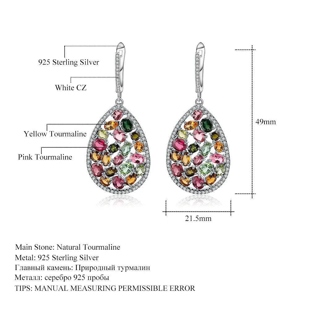 MUSHAN Custom Jewelry 925 Sterling Silver Earrings Lab Green Ruby Heart Formal Wear for Women 18K Gold Plated Anniversary
