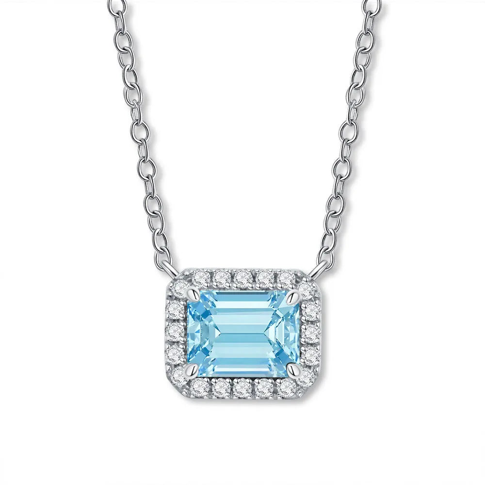MUSHAN Bijoux de luxe pour femme, pendentif cube de sucre en argent sterling S925 avec diamant haut carbone, collier avec saphir et diamants