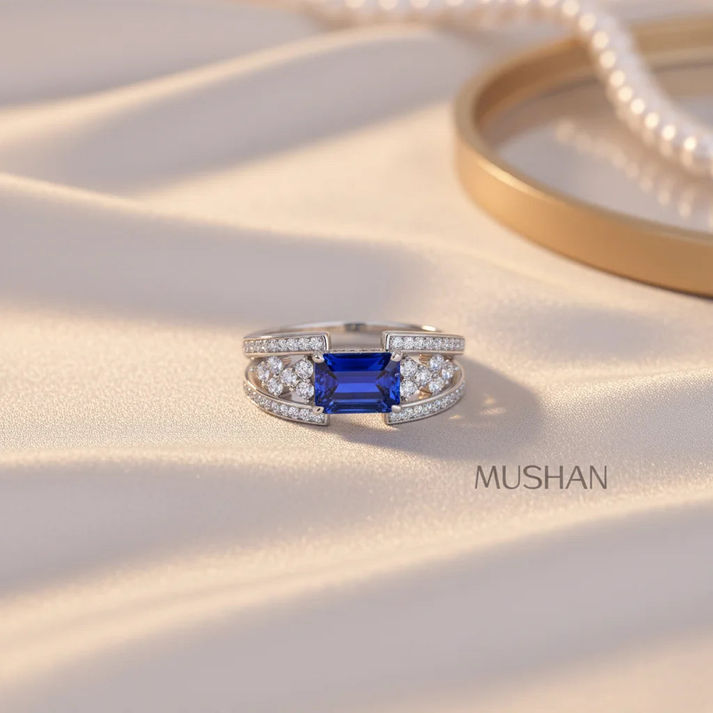 MUSHAN Luxury Jewelry s 925 Sterling Silver Rings Bands For Women 2.5 Carat Sapphire Gemstones Ring For Women Girls Fine Jewelry