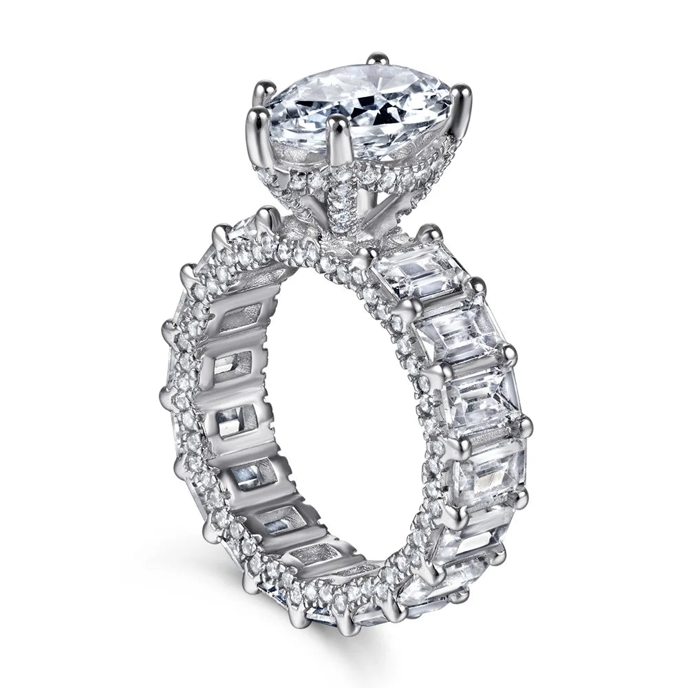Bague de mariage MuShan Jewelry en argent sterling 925 avec diamant haute teneur en carbone, style élégant et intemporel, bijoux raffinés pour femmes