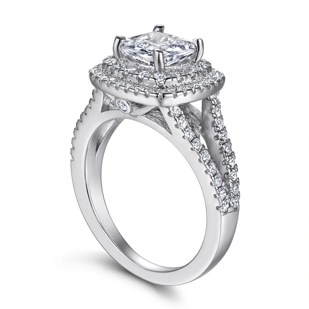 MuShan Jewelry 925 Sterling Silver Rings Bands Engagement Ring 7A Cubic Zirconia Delicate Anniversary Rings Bands Women Gift