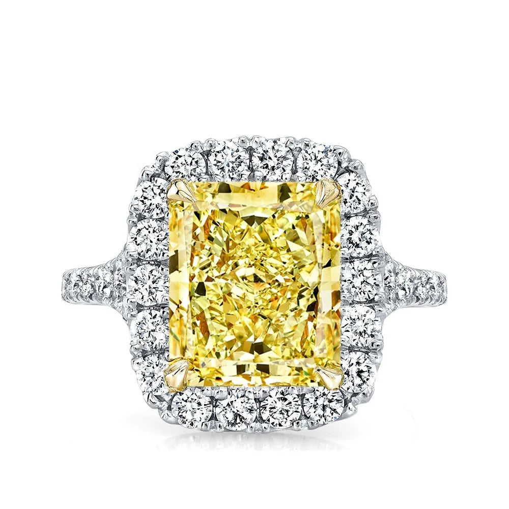 MUSHAN Custom Jewelry 925 Sterling Silver Ring Romantic High Carbon Yellow Gemstones Women Rings Bands Anniversary Wedding Gift