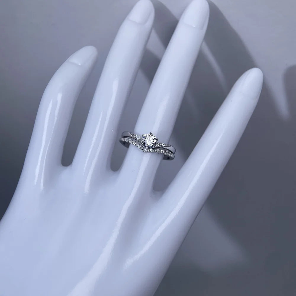 MuShan Jewelry 925 Sterling Silver Ring Wedding Band High Carbon Diamond Anniversary Gift Her Gift Women Rings Fine Jewelry