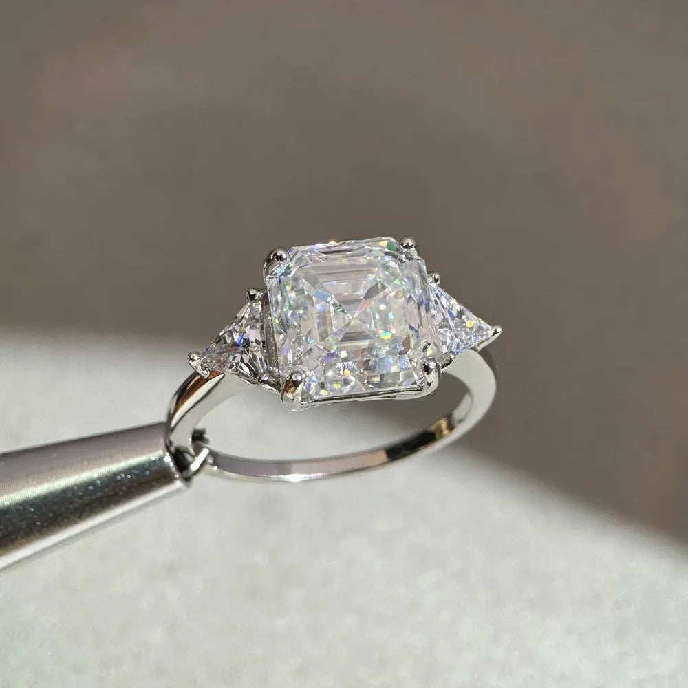 MuShan Brand Jewelry 925 Sterling Silver Ring Band Moissanite Diamond Wedding Rings D Color VVS1 Women MST Patent Fine Jewelry