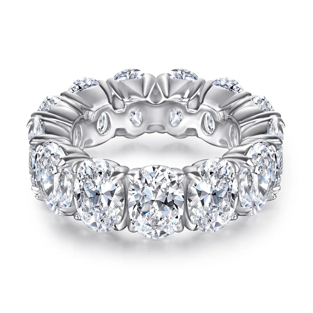 MuShan Jewelry 925 Sterling Silver Rings Bands Engagement Ring 7A Cubic Zirconia Timeless Anniversary Rings Bands Women Gift