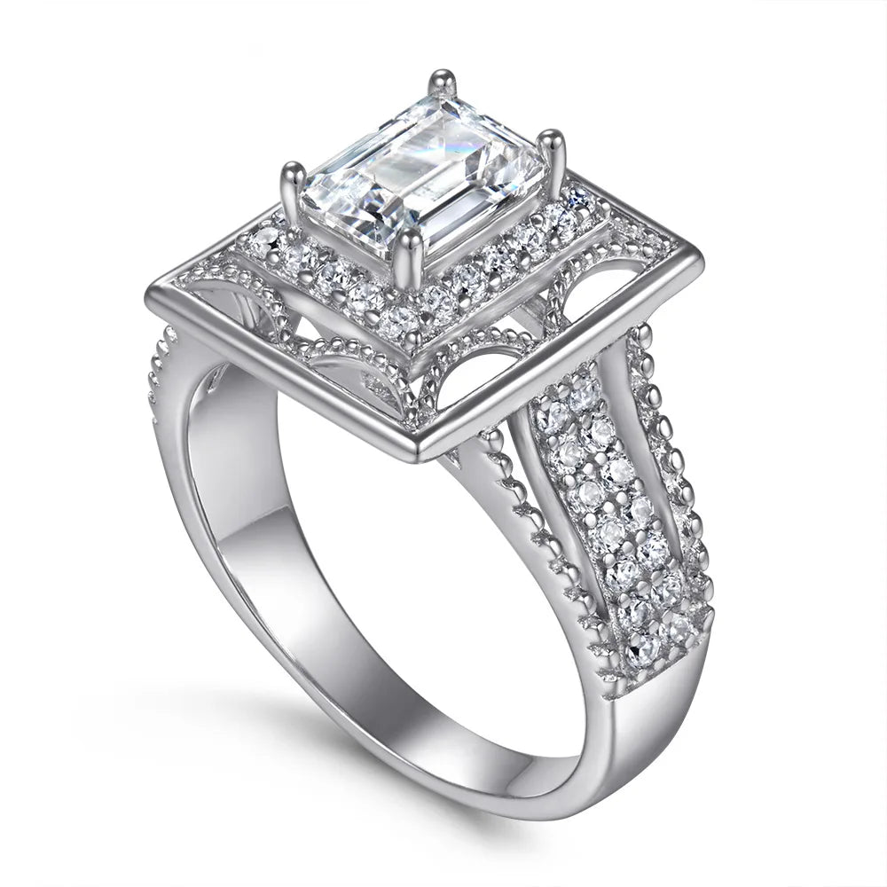 MuShan Jewelry 925 Sterling Silver Rings Bands Engagement Ring 7A Cubic Zirconia Romantic Delicate Anniversary Women Gift