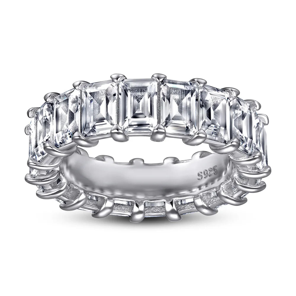 MuShan Jewelry 925 Sterling Silver Rings Bands Engagement Ring 7A Cubic Zirconia Women Romantic Anniversary Women Gift