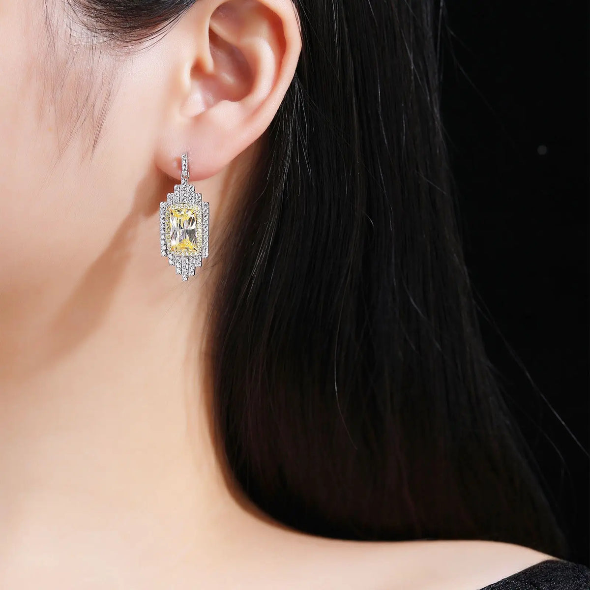 MuShan Jewelry 925 Sterling Silver Earring Designer HCD Gemstones High Carbon Diamond 925 Sterling Silver Earring Accessories