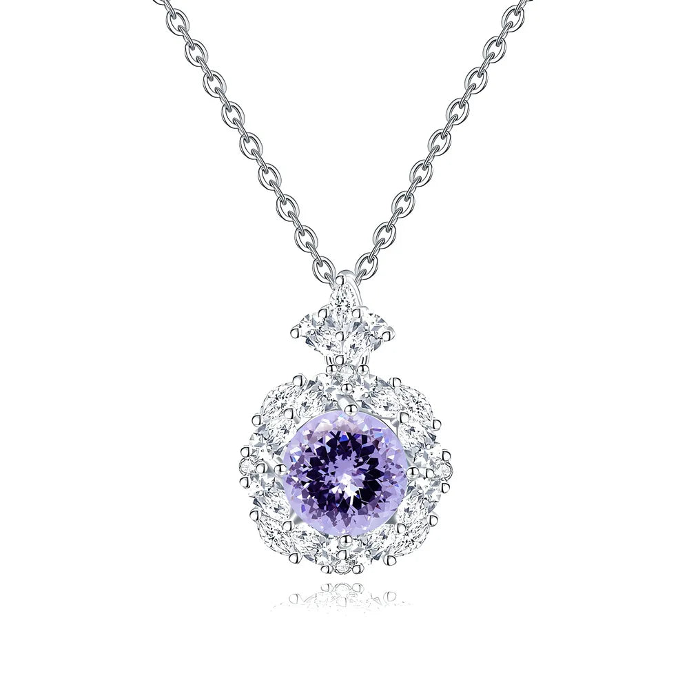 MuShan Jewelry 925 Sterling Silver Necklace Pendant Chain HCD Gemstones Glamorous Style Luxury Jewelry Women Necklaces Jewelry
