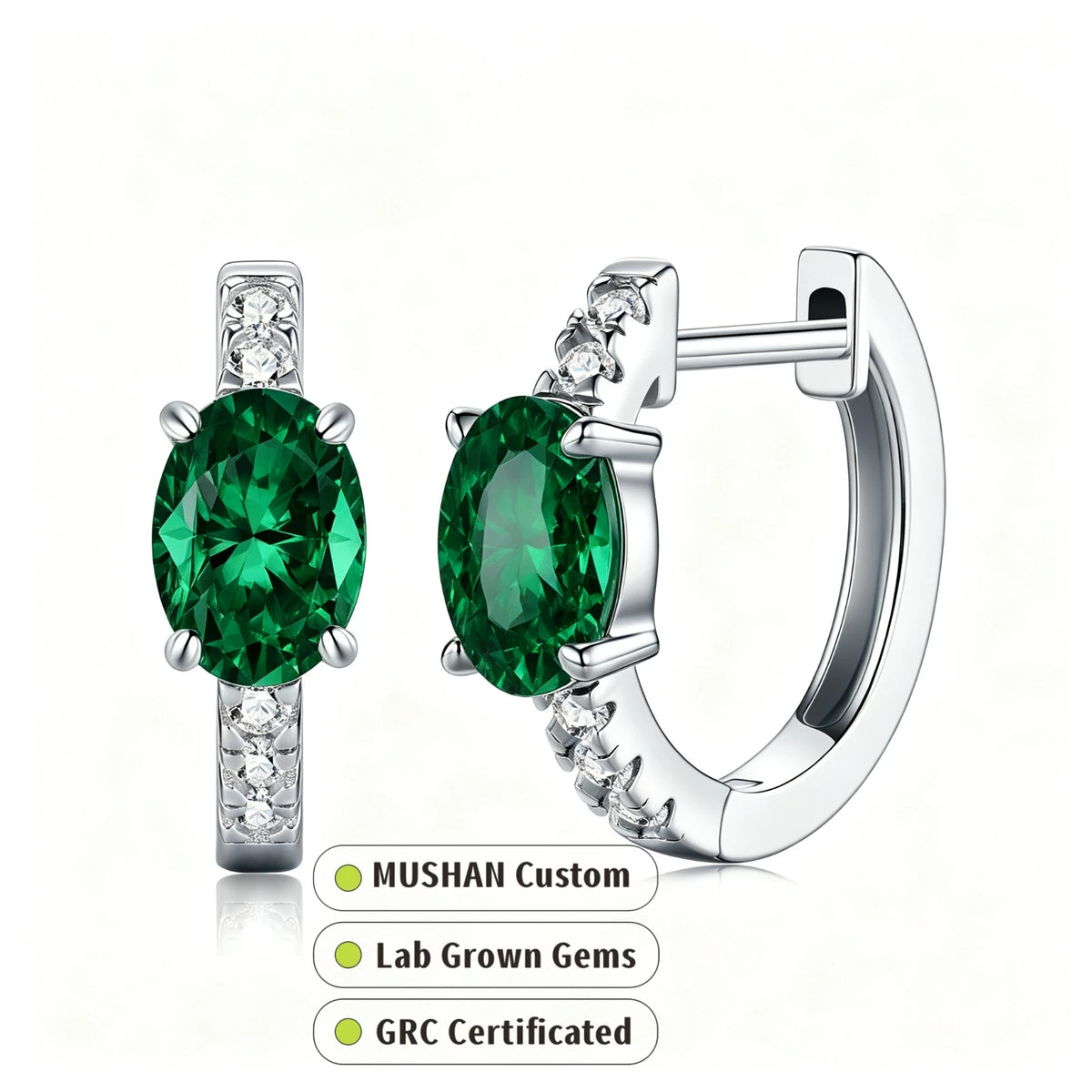 MUSHAN Custom Jewelry 925 Sterling Silver Stud 2.15CT Earrings Women Lab Grown Gemstones Ruby Emerald Sapphire Stud Drop Jewelry