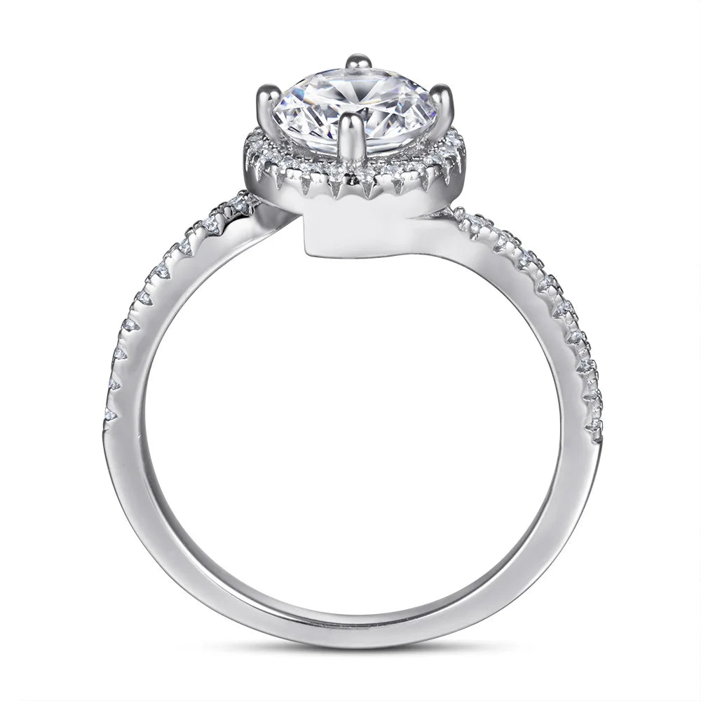 MuShan Jewelry 925 Sterling Silver Rings Bands Engagement Ring 7A Cubic Zirconia Delicate Premium Anniversary Women Gift