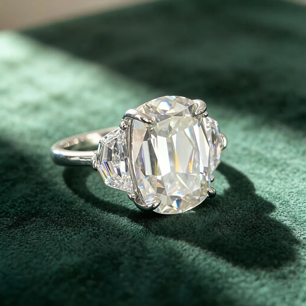 MUSHAN Luxury Jewelry 925 Sterling Silver Ring Band Women GRA Certificated Moissanite Diamond Emerald D Color Rings Fine Jewelry