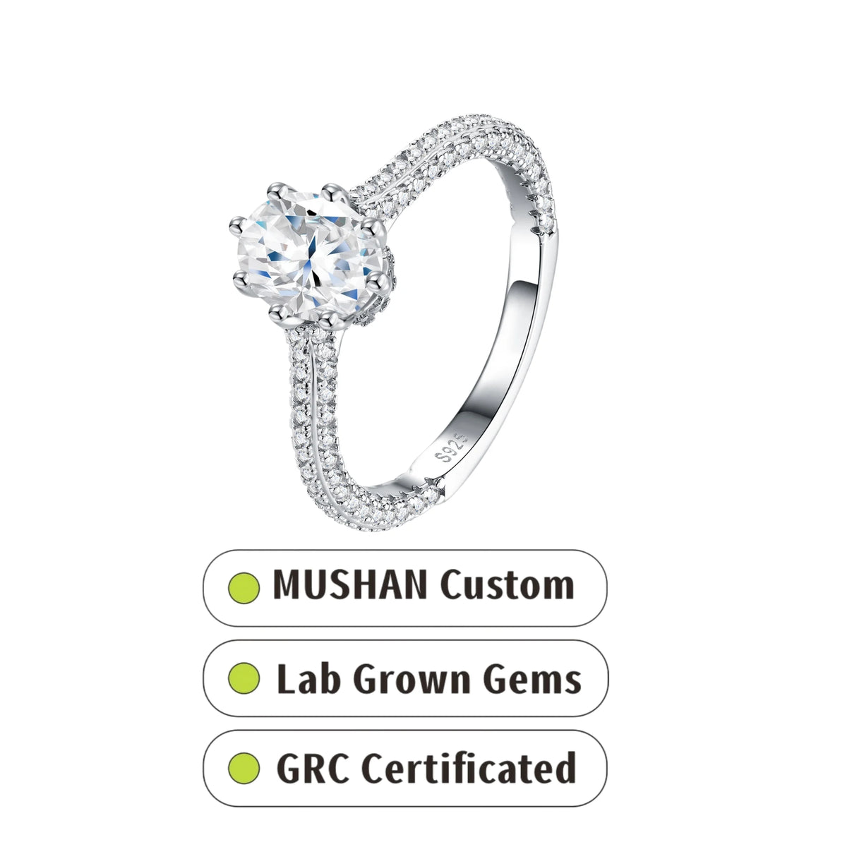 MUSHAN Custom Jewelry 925 Sterling Silver Ring 1.5 ct Lab Grown Gemstones Ruby Emerald Sapphire Rings Jewelry