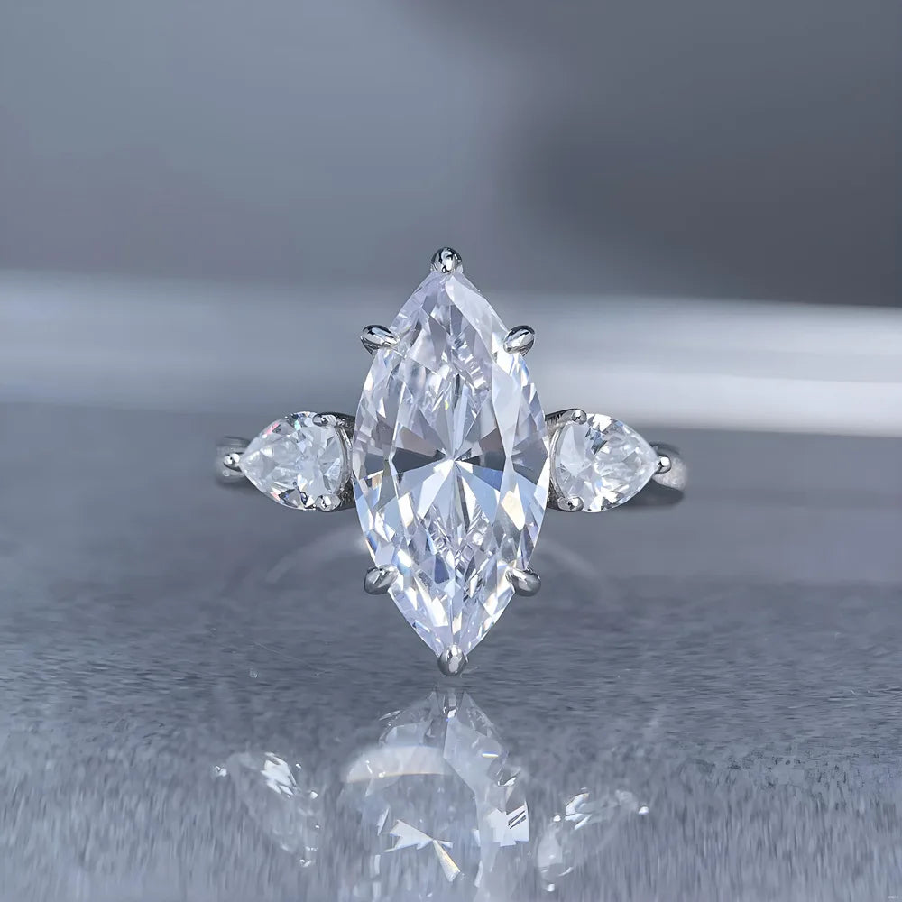 MuShan Luxury Jewelry 925 Sterling Silver Ring Moissanite Vintage Ring for Wife 18K Real Gold Plated MST Patent Fine Jewellery