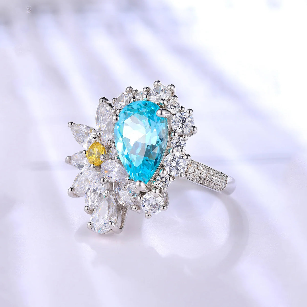 MUSHAN Custom Jewelry 925 Sterling Silver Ring Lab Blue Ruby Radiant Vintage Ring for Women 18K Gold Plated Anniversary Rings
