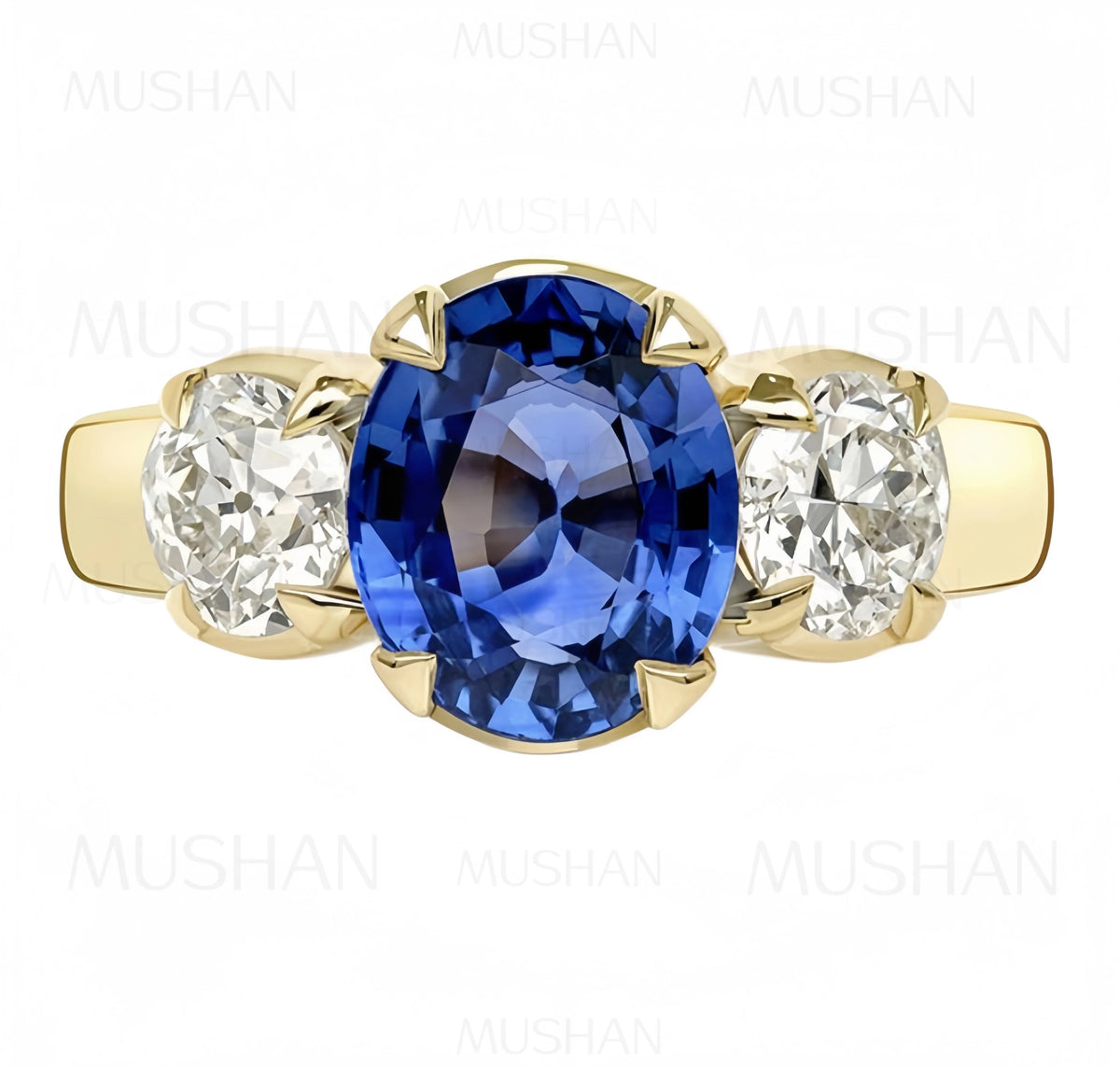 MUSHAN Custom Jewelry 925 Sterling Silver Ring Band Lab Grown Ruby Emerald Sapphire Ring for Women 18K Gold Plated Wedding Rings