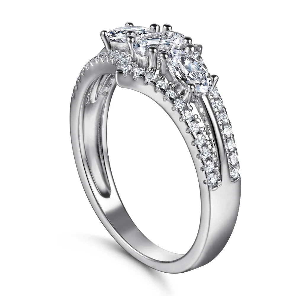 MuShan Jewelry 925 Sterling Silver Romantic Engagement Ring 7A Cubic Zirconia Rings Bands Timeless Anniversary Women Gift