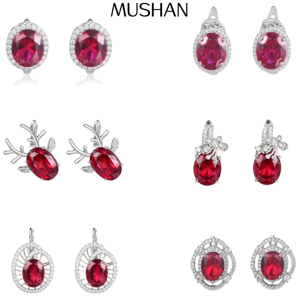 MUSHAN Custom Jewelry 925 Sterling Silver Earrings Lab Grown Emerald Oval Daily Wear for Women 18K Gold Plated Anniversary
