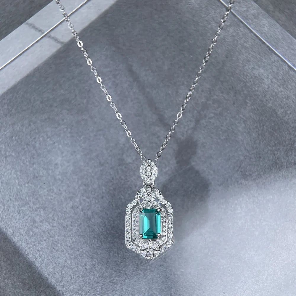MuShan Jewelry 925 Sterling Silver Necklace Pendant Chain HCD Gemstones Minimalist Style Elegant Style Women Necklaces Jewelry