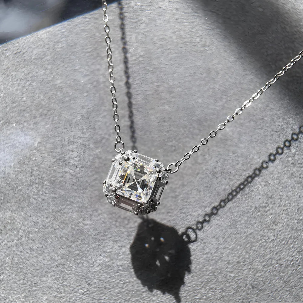 Collar con colgante de cadena de plata de ley 925 de la marca MuShan, con moissanita en forma de pera, sin níquel, para novia, chapado en platino, patente MST
