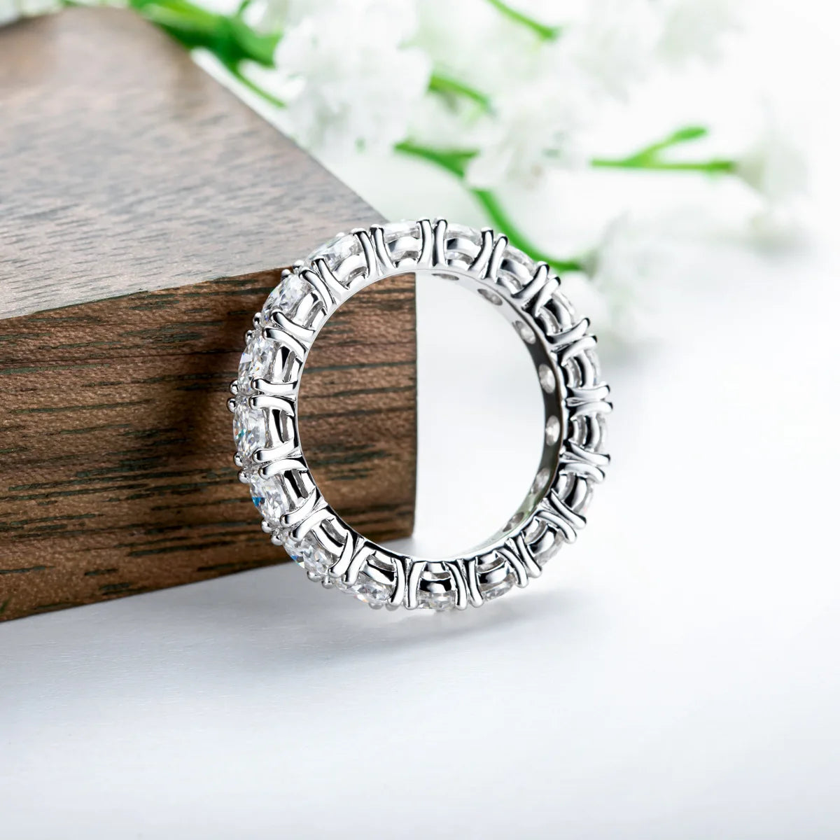 Bague de luxe en argent sterling 925 de la marque MuShan, sertie d'un diamant moissanite pour maman, plaquée or 18 carats, bague fine brevetée MST