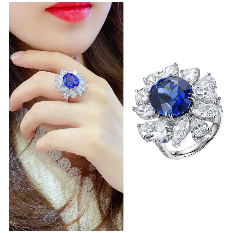 Anillo de compromiso MUSHAN de plata de ley 925 con zafiro rojo creado, corte cojín, chapado en oro de 18 quilates, diseño clásico para mujer