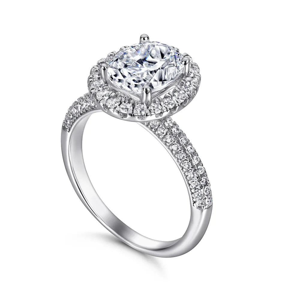 MuShan Jewelry 925 Sterling Silver Rings Bands Wedding Ring 7A Cubic Zirconia Rings Bands Engagement Anniversary Women Gift