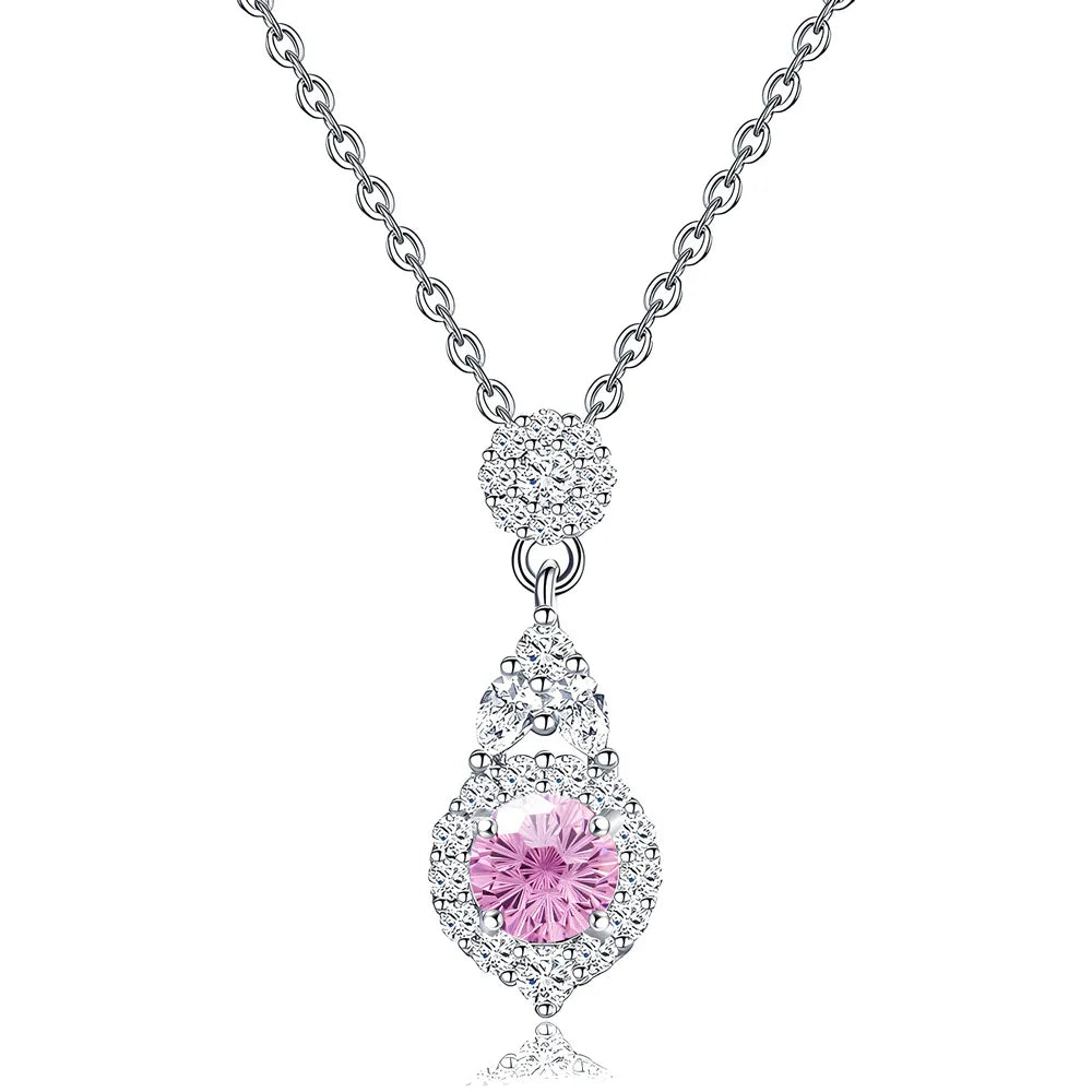 MuShan Jewelry 925 Sterling Silver Necklace Pendant Chain HCD Gemstones Valentine Gift Mother Day Gift Women Necklaces Jewelry