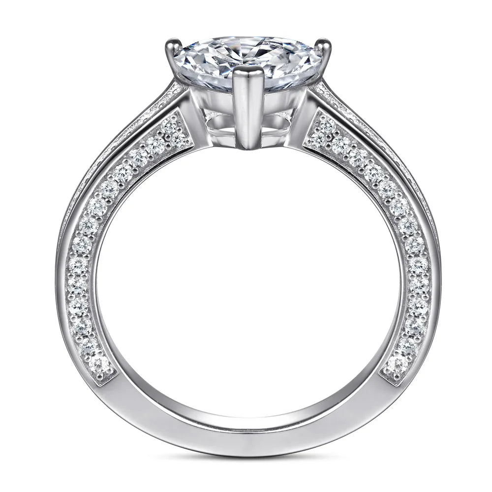 MuShan Jewelry 925 Sterling Silver Rings Bands Engagement Ring 7A Cubic Zirconia Rings Bands Dainty Anniversary Women Gift