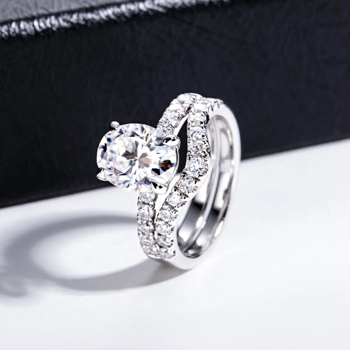 Anillo de plata de ley 925 de MuShan Luxury Jewelry, anillo encantador de moissanita VVS para esposa, bañado en oro auténtico de 18K, anillos con patente MST