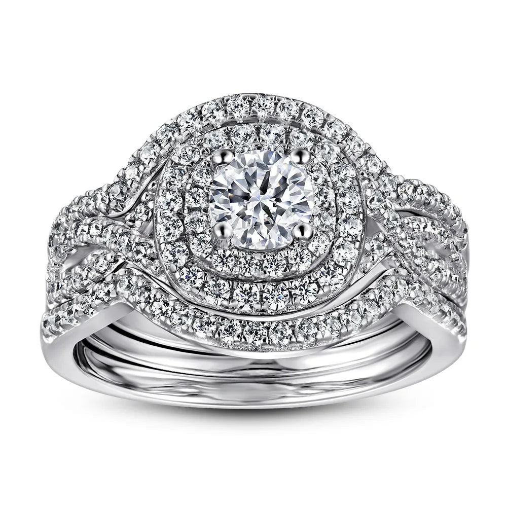MuShan Jewelry 925 Sterling Silver Rings Bands Engagement Ring 5A Cubic Zirconia Vintage Rings Bands Anniversary Women Gift