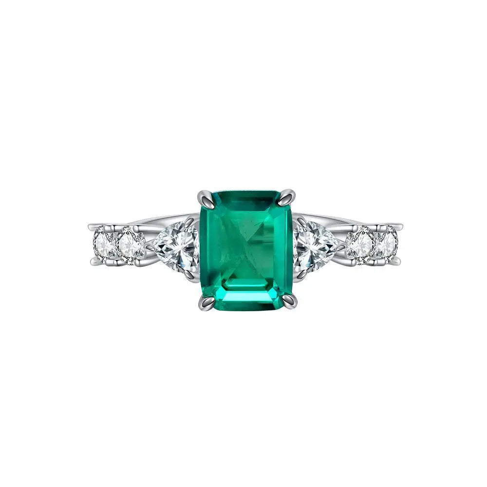 MUSHAN Luxury Jewelry 925 Sterling Silver Ring High Carbon Diamond Emerald Gemstones Ice Flower Cut Rings Bands Fine Jewelry