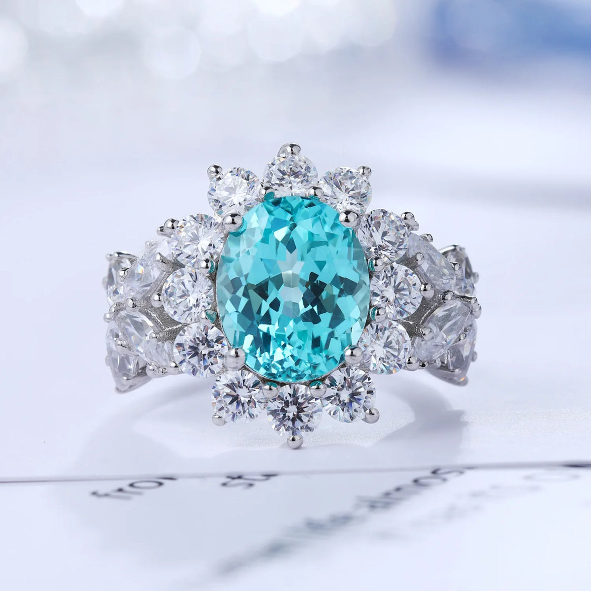 MUSHAN Custom Jewelry 925 Sterling Silver Ring Lab Blue Ruby Heart Luxury Ring for Women 18K Gold Plated GRC Certificate Rings