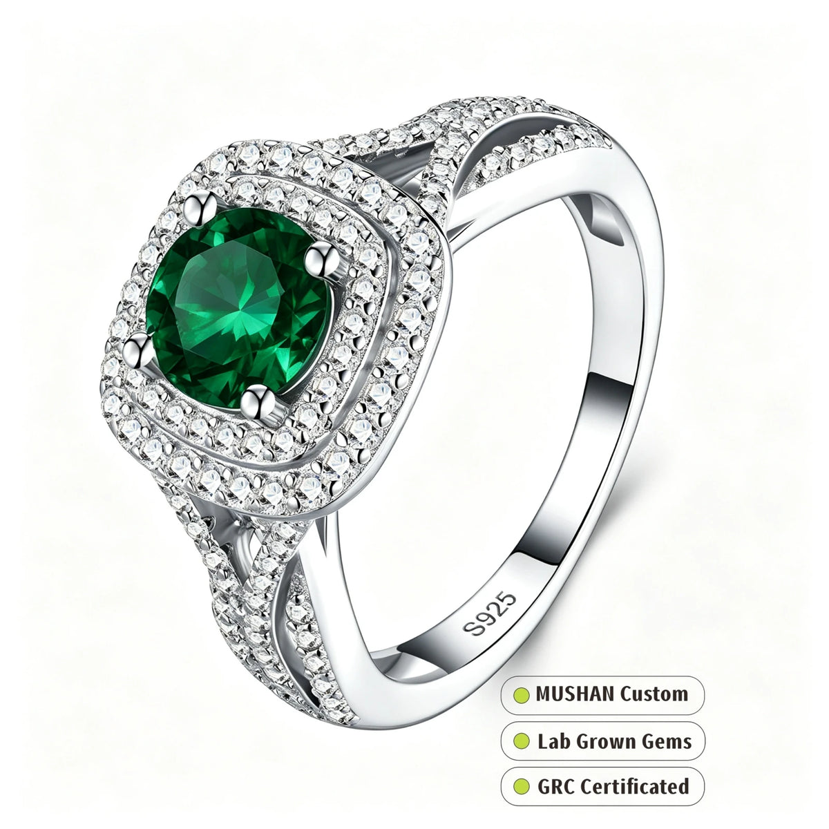 MUSHAN Custom Jewelry 925 Sterling Silver Women Ring 1ct Lab Grown Gemstones Ruby Emerald Sapphire Fashion Rings Jewelry