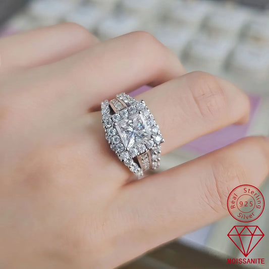 MUHAN Luxury Jewelry 925 Sterling Silver Ring Wedding Band Women GRA Certificate Moissanite Diamond Rings D Color Fine Jewelry