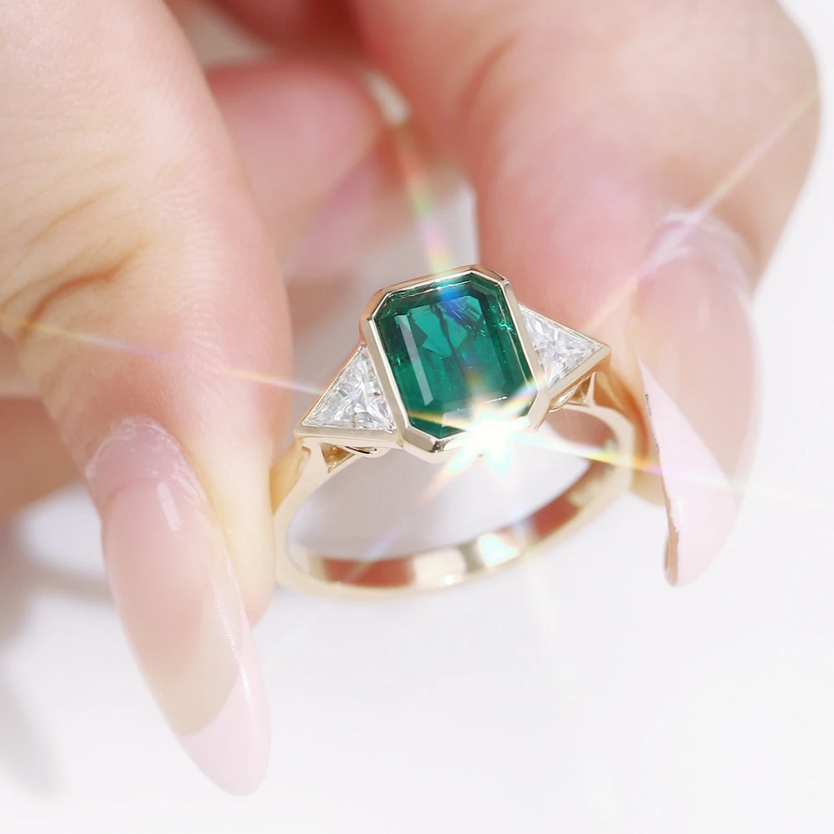 MUSHAN Bespoke Jewelry 3ct Lab Grown Emerald Ring Band Platinum PT950 10K 14K 18K Gold Jewelry Rings For Women Wedding Party