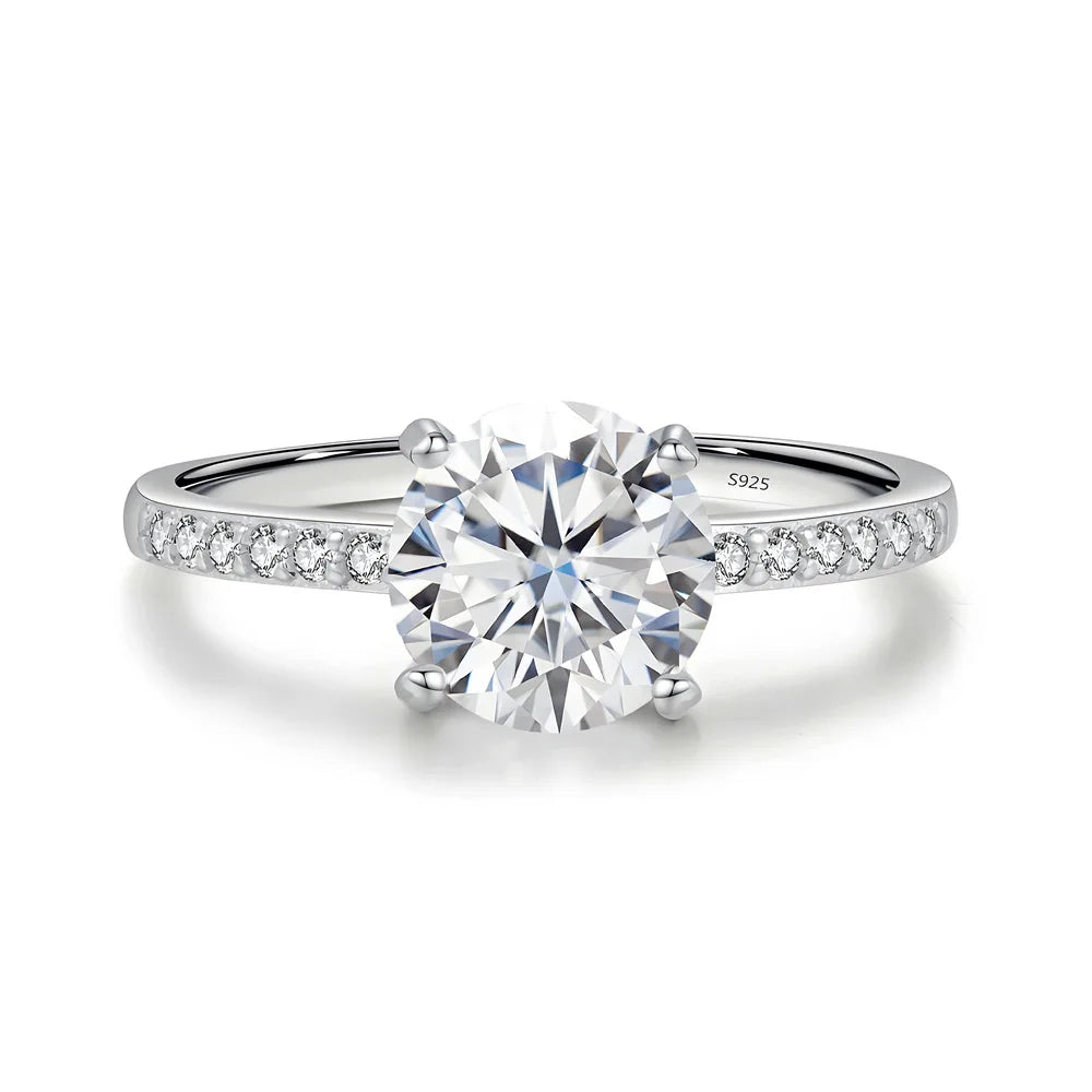 MuShan Jewelry 925 Sterling Silver Ring Wedding Band High Carbon Diamond Vintage Style Modern Style Women Rings Fine Jewelry