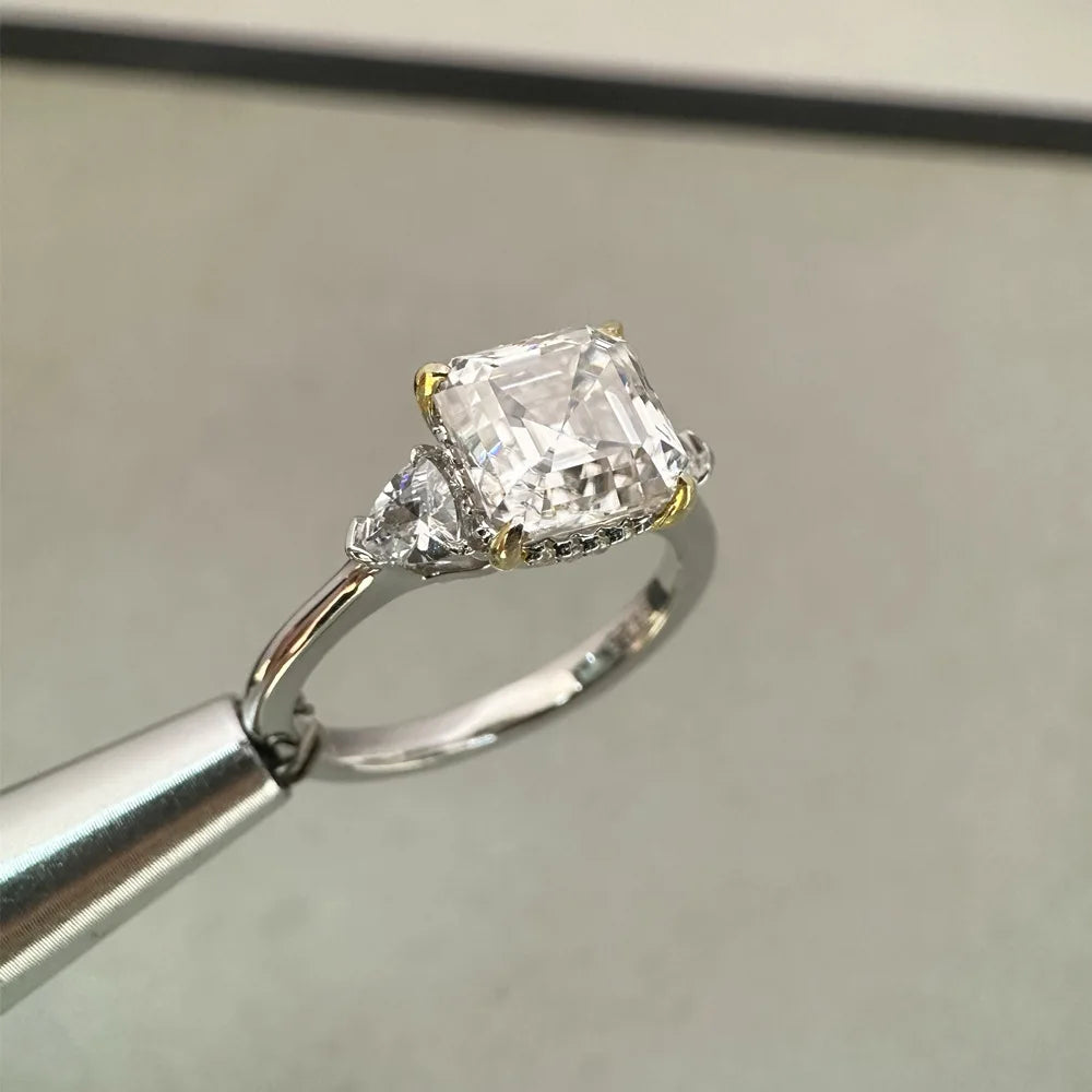MuShan Brand Jewelry 925 Sterling Silver Ring Band Moissanite Diamond Wedding Rings D Color VVS1 Women MST Patent Fine Jewelry