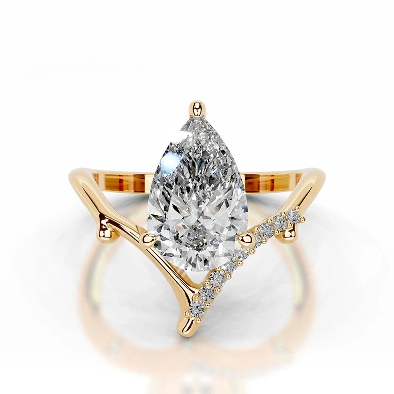 MuShan Designer Jewelry 925 Sterling Silver Ring Round Moissanite Gorgeous Ring Ladies 18K Gold Plated MST Patent Fine Rings