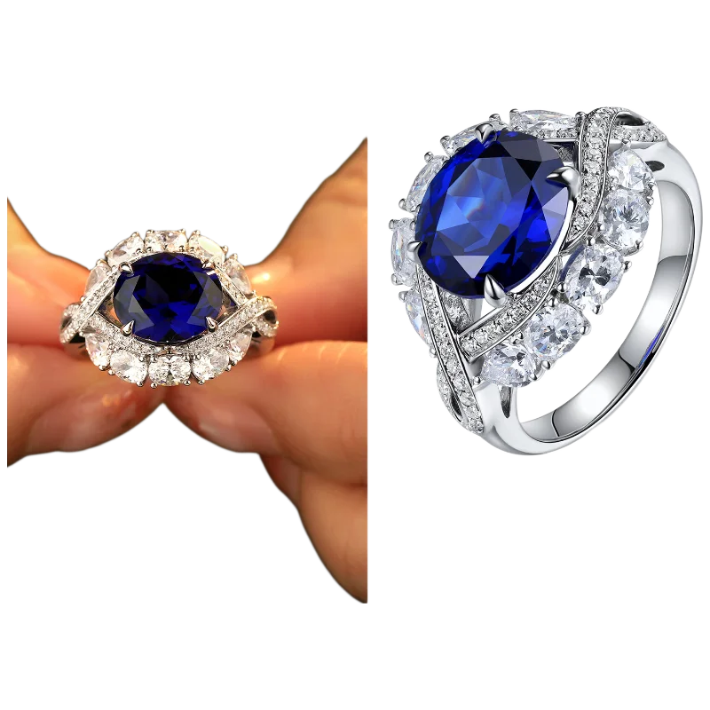 MUSHAN Custom Jewelry 925 Sterling Silver Ring Lab Red Sapphire Oval Bridal Promise for Women 18K Gold Plated Anniversary Ring