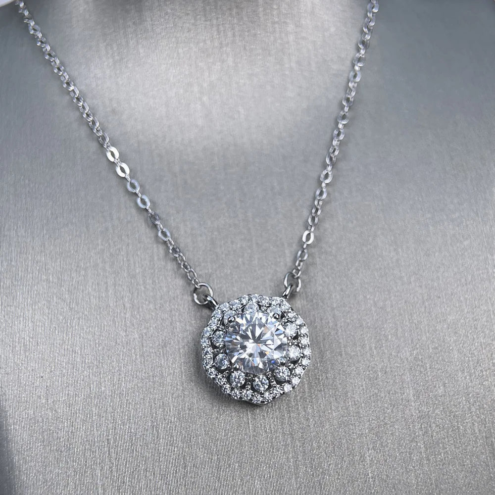 MuShan Designer Jewelry 925 Sterling Silver Locket Necklace Moissanite Diamond Non Tarnish for Mom Rhodium Plated MST Patent
