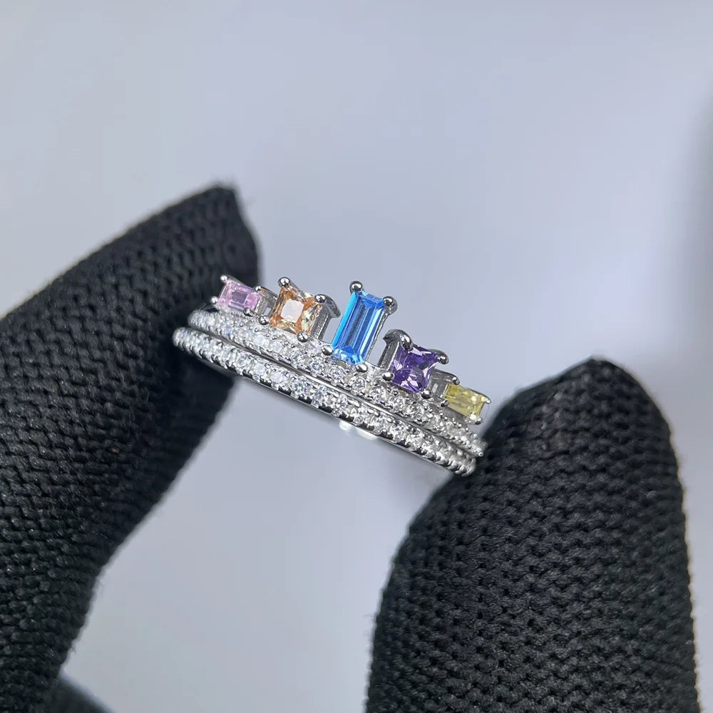MuShan Jewelry 925 Sterling Silver Ring Wedding Band High Carbon Diamond Party Cocktail Christmas Gift Women Rings Fine Jewelry