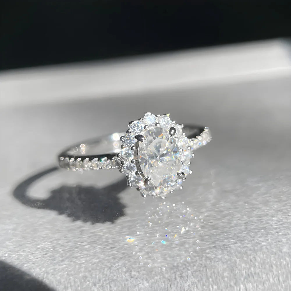 MuShan Luxury Jewelry 925 Sterling Silver Ring Moissanite Classic Ring for Bride 18K Real Gold Plated MST Patent Fine Jewellery