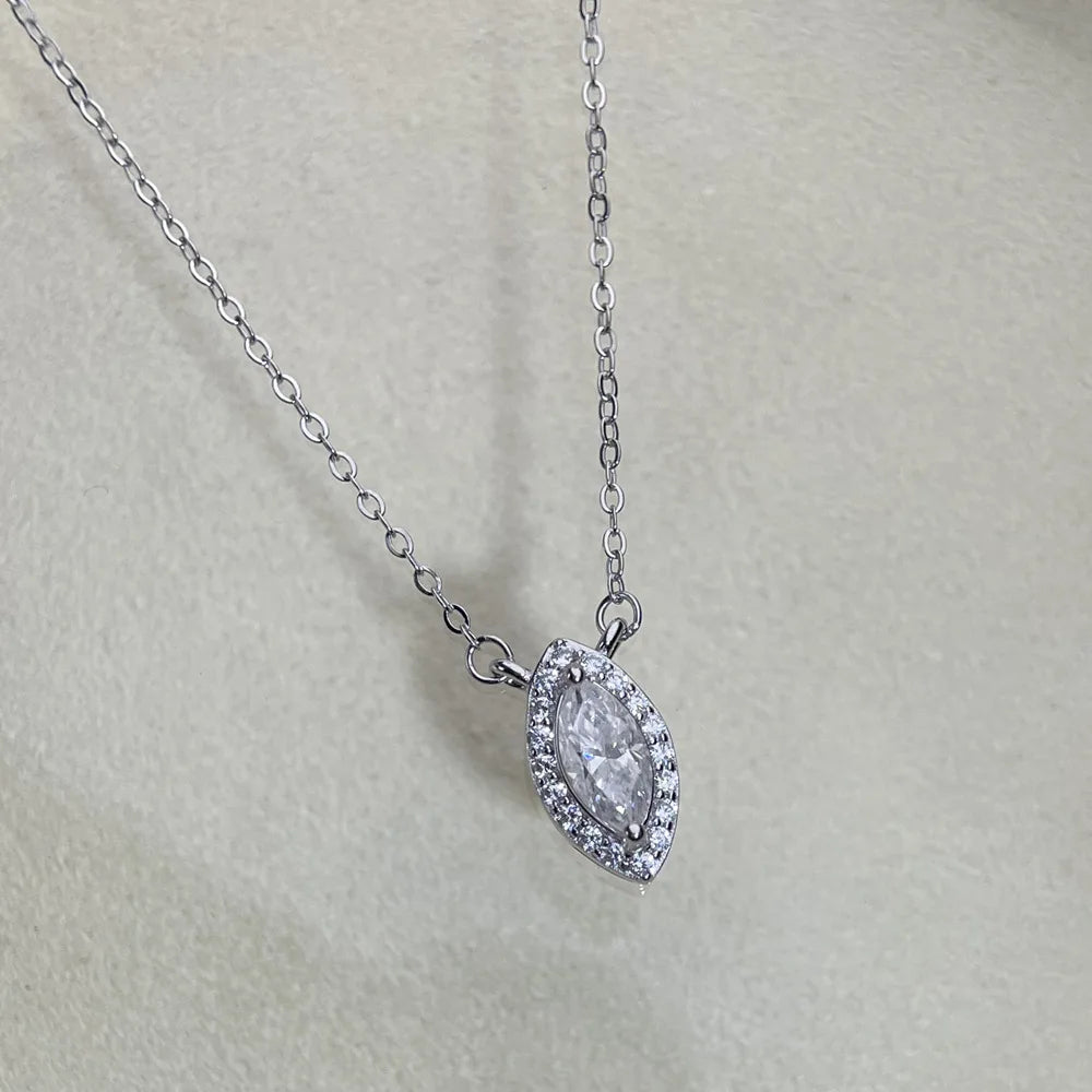 MuShan Brand Jewelry 925 Sterling Silver Necklace 16IN 1CT Moissanite for Partner Real Gold Plated MST Patent Easter 16INs